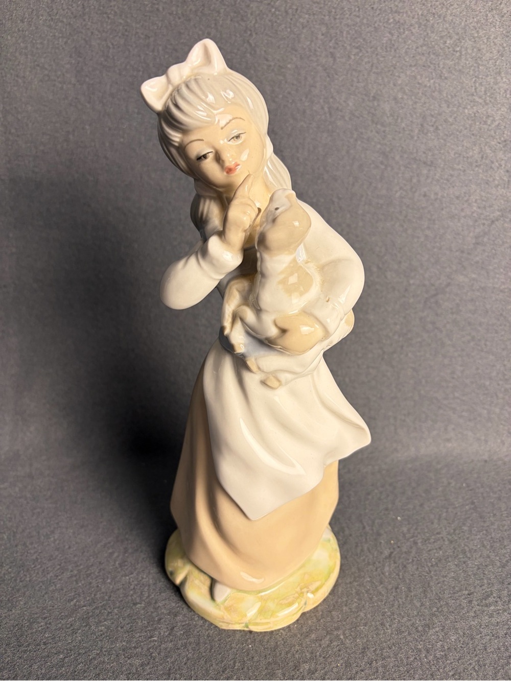 Vintage Eaton Tengra Porcelain “Girl with Lamb” 1970’s Figurine,  Made in Spain